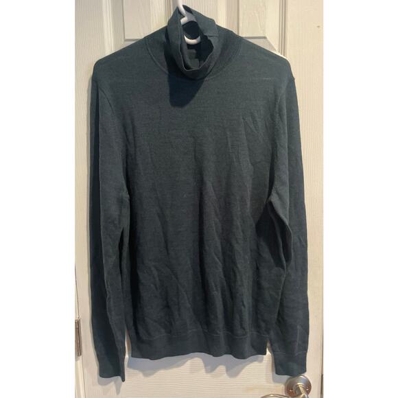 Turtleneck long sleeved sweater, Teal Cyrus Milange in Washable Merino Wool, A51 - Picture 1 of 6